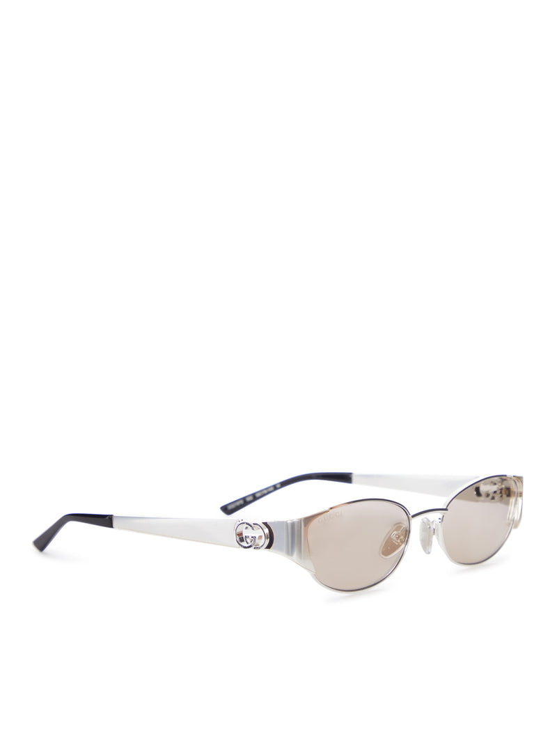 SILVER-TONE OVAL SUNGLASSES