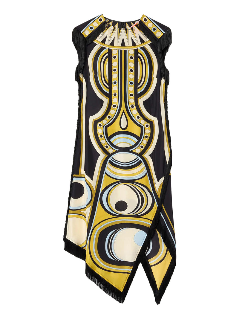 ASYMMETRIC DRESS WITH FRINGES