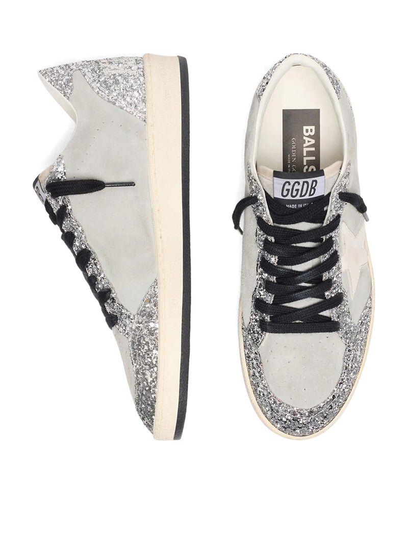 BALL-STAR SUEDE SNEAKERS WITH GLITTER INSERTS
