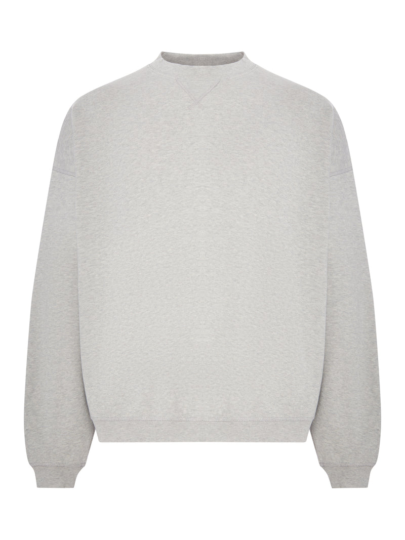 GREY MÉLANGE COTTON SWEATSHIRT WITH CONTRASTING LOGO