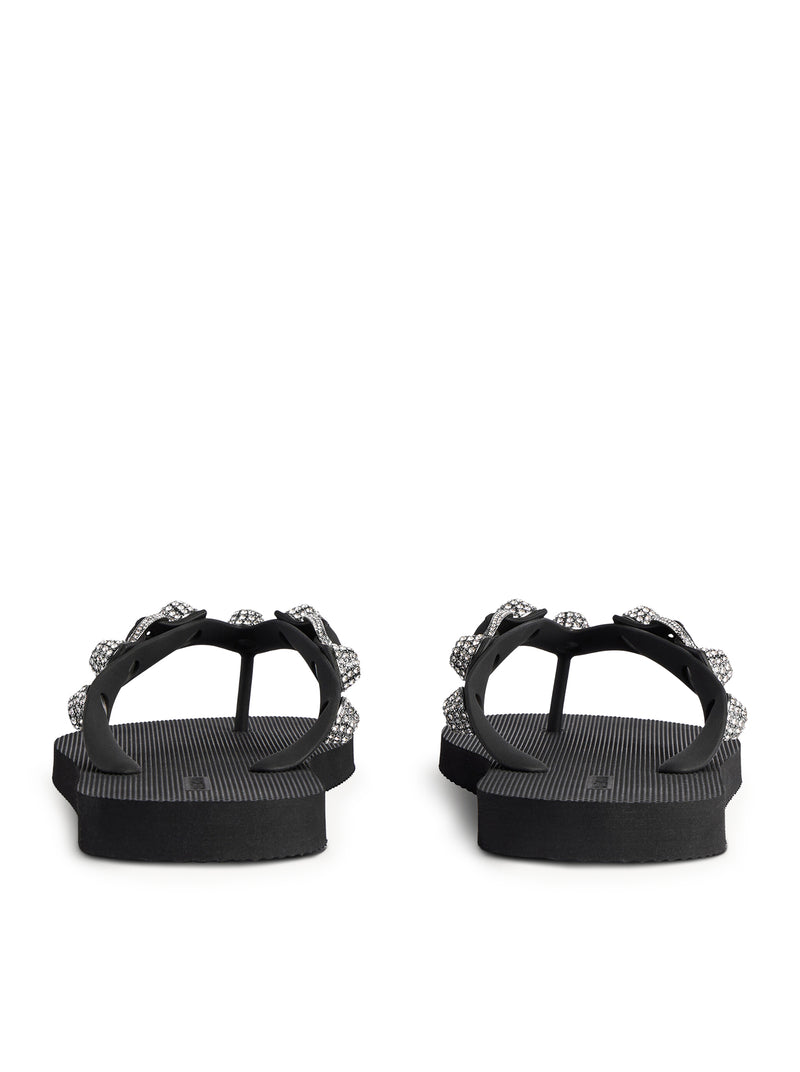 BLACK RUBBER FLIP-FLOPS SLIPPERS