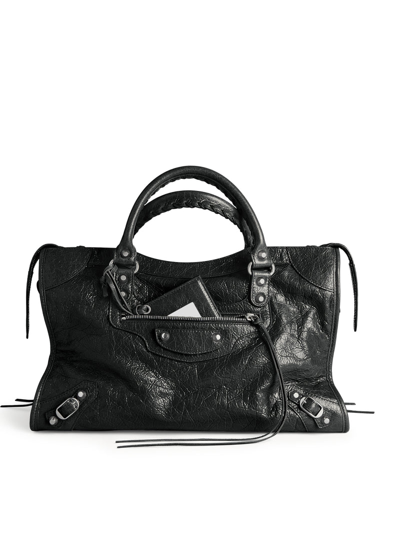 LE CITY MEDIUM BAG IN ARENA LAMBSKIN WITH POLISHED SILVER METAL DETAILS