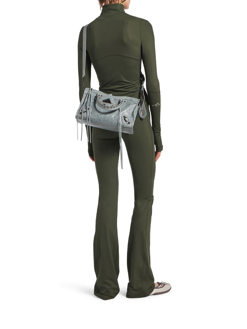 LE CITY SMALL BAG IN ARENA GREY-BLUE LAMBSKIN WITH BRASS FINISHING