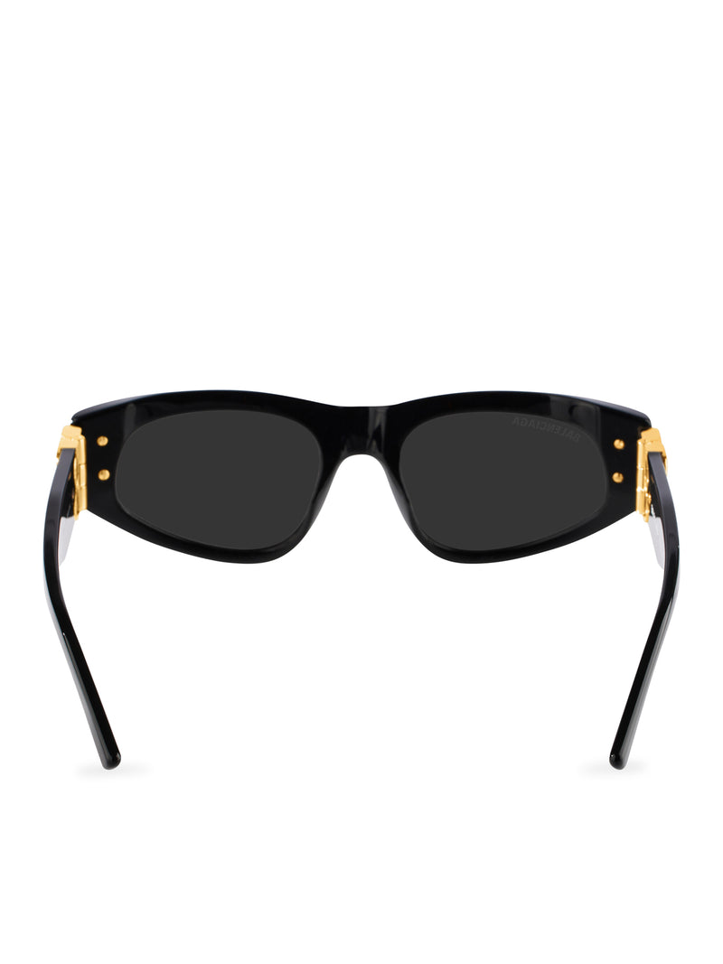 DYNASTY D-FRAME SUNGLASSES IN BLACK ACETATE AND GOLD FINISHES