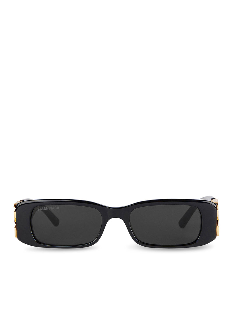 DYNASTY RECTANGLE SUNGLASSES IN BLACK ACETATE WITH GOLDEN FINISHES