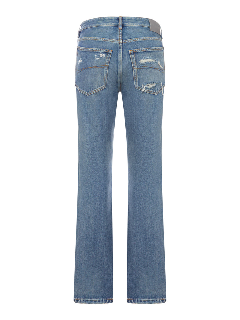 MEDIUM WASH DENIM FLARE JEANS