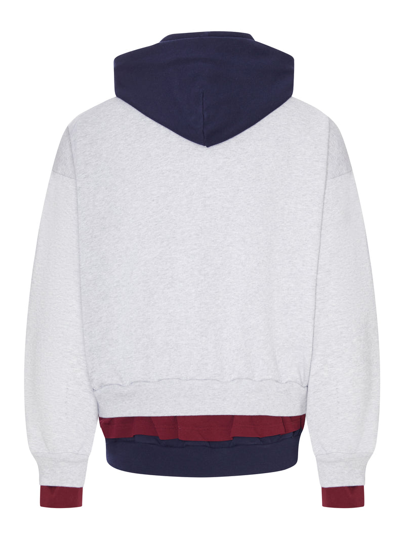 LAYERED DRY MOLLETON HOODIE WITH FRAYED LETTERING