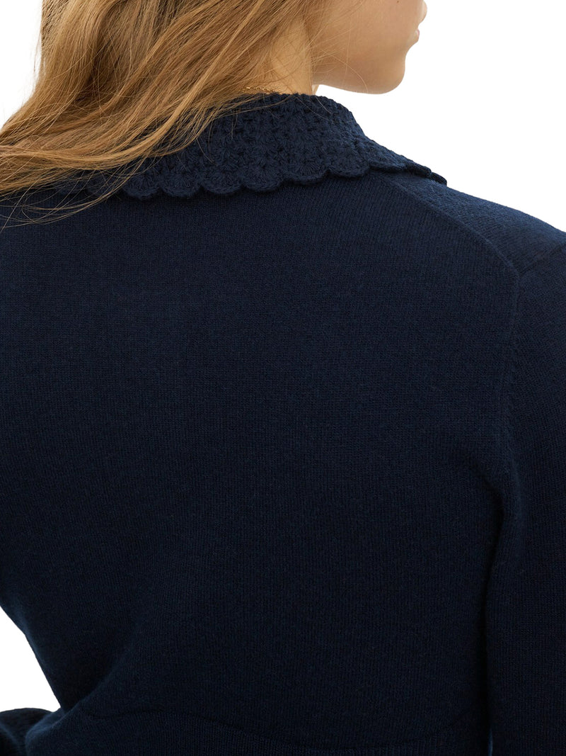 FITTED LOGO CARDIGAN IN A WOOL KNIT