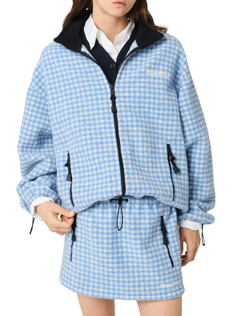 GINGHAM FLEECE MINISKIRT