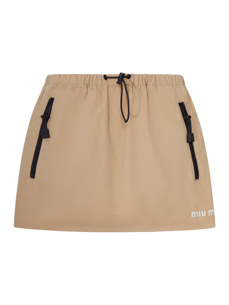 COTTON GABARDINE MINISKIRT WITH DRAWSTRING