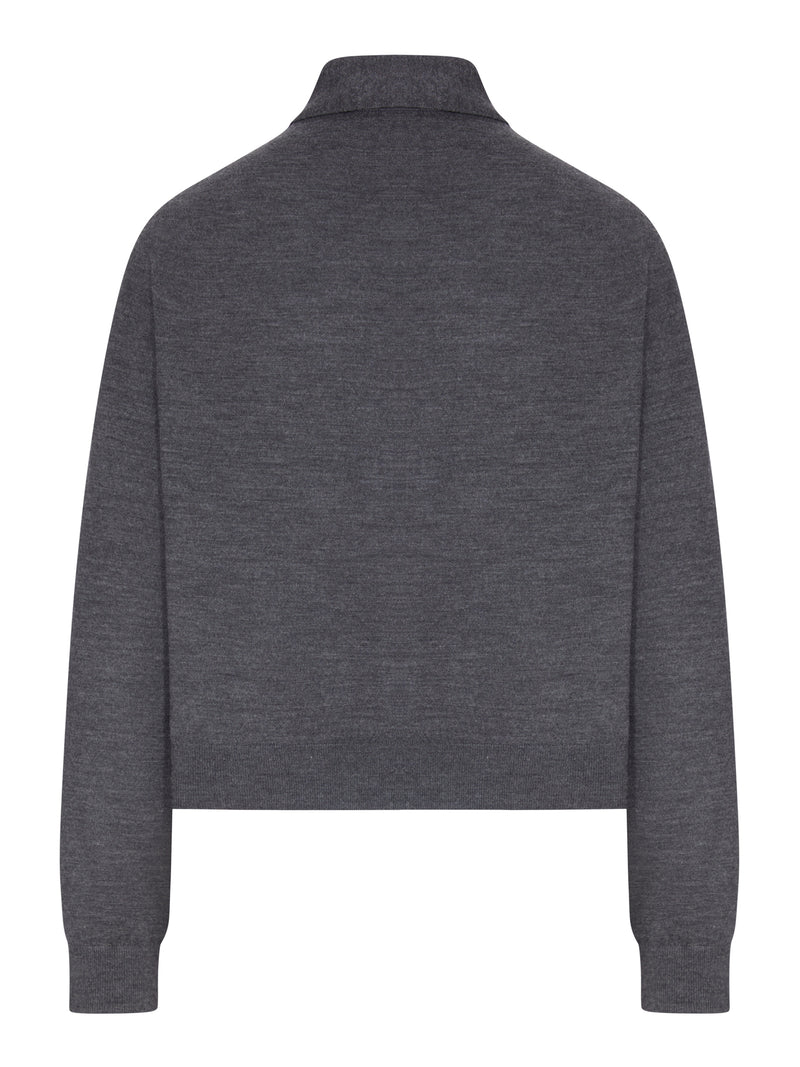 WOOL CARDIGAN WITH SCARF AND LOGO