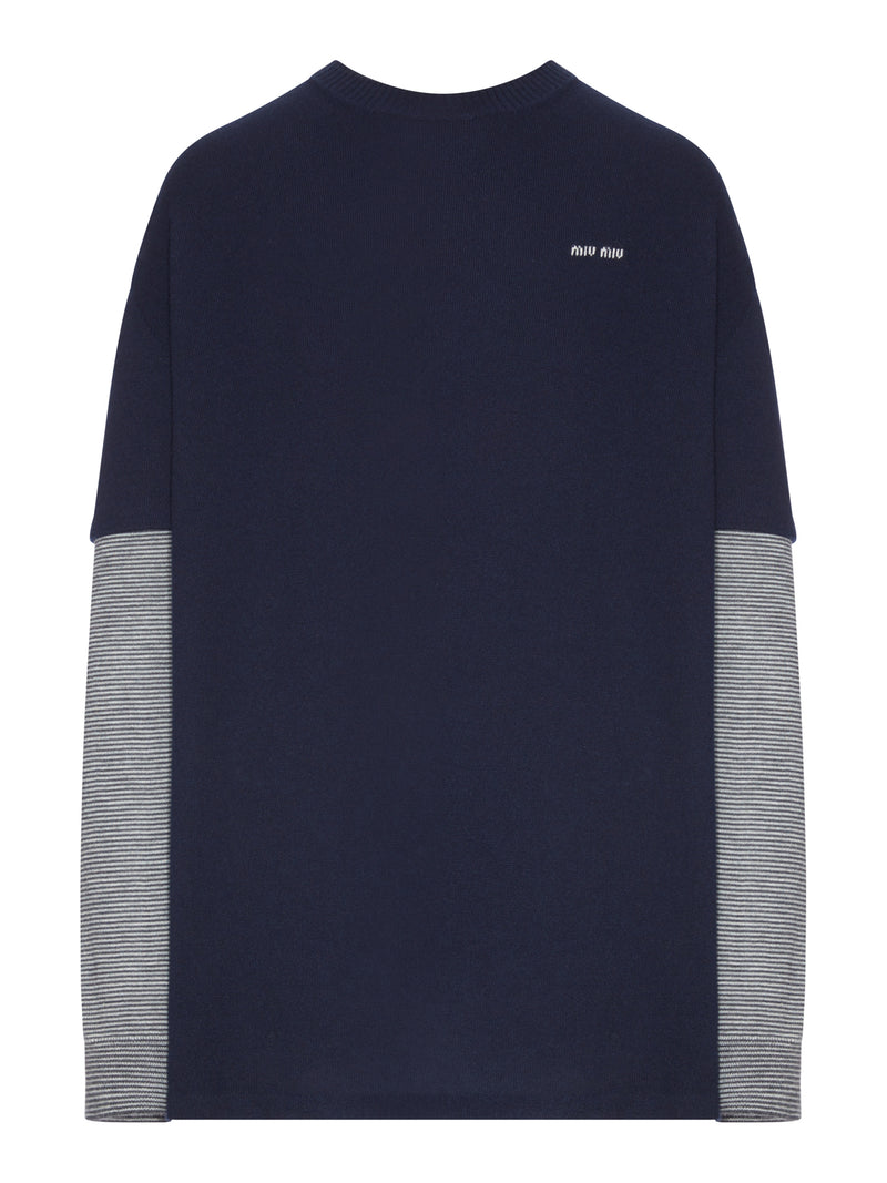 LAYERED CREW NECK CASHMERE SWEATER
