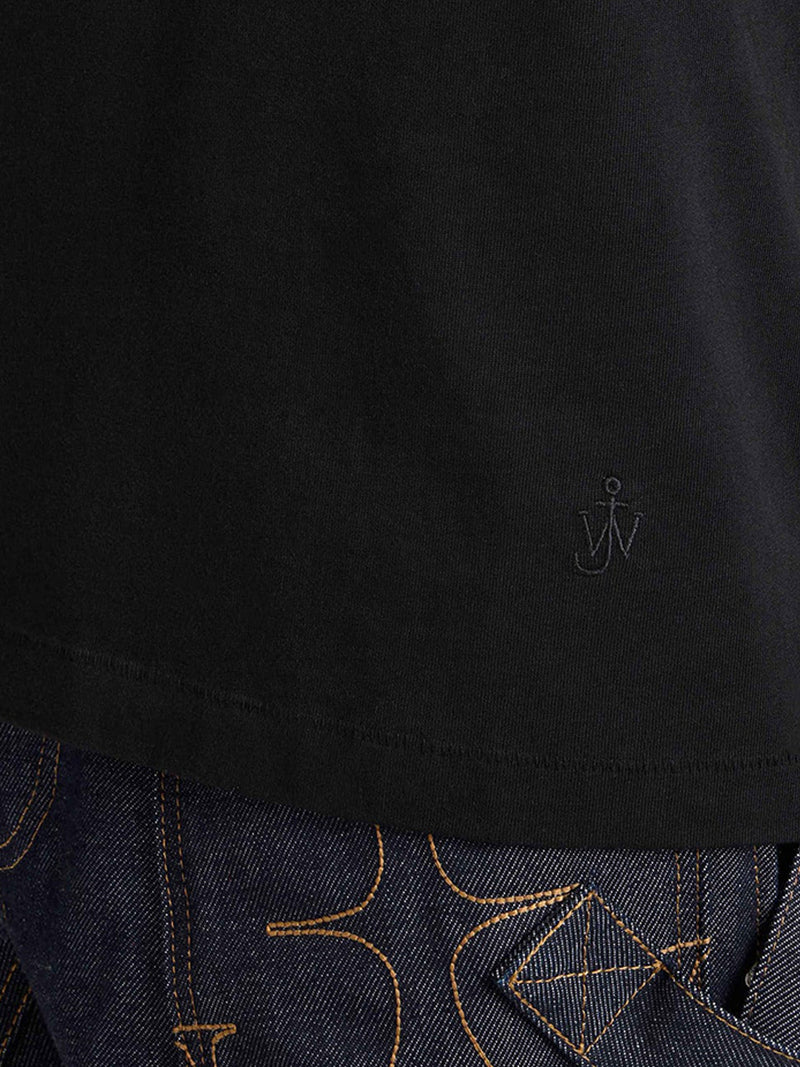 BLACK T-SHIRT WITH KNOTTED SLEEVES