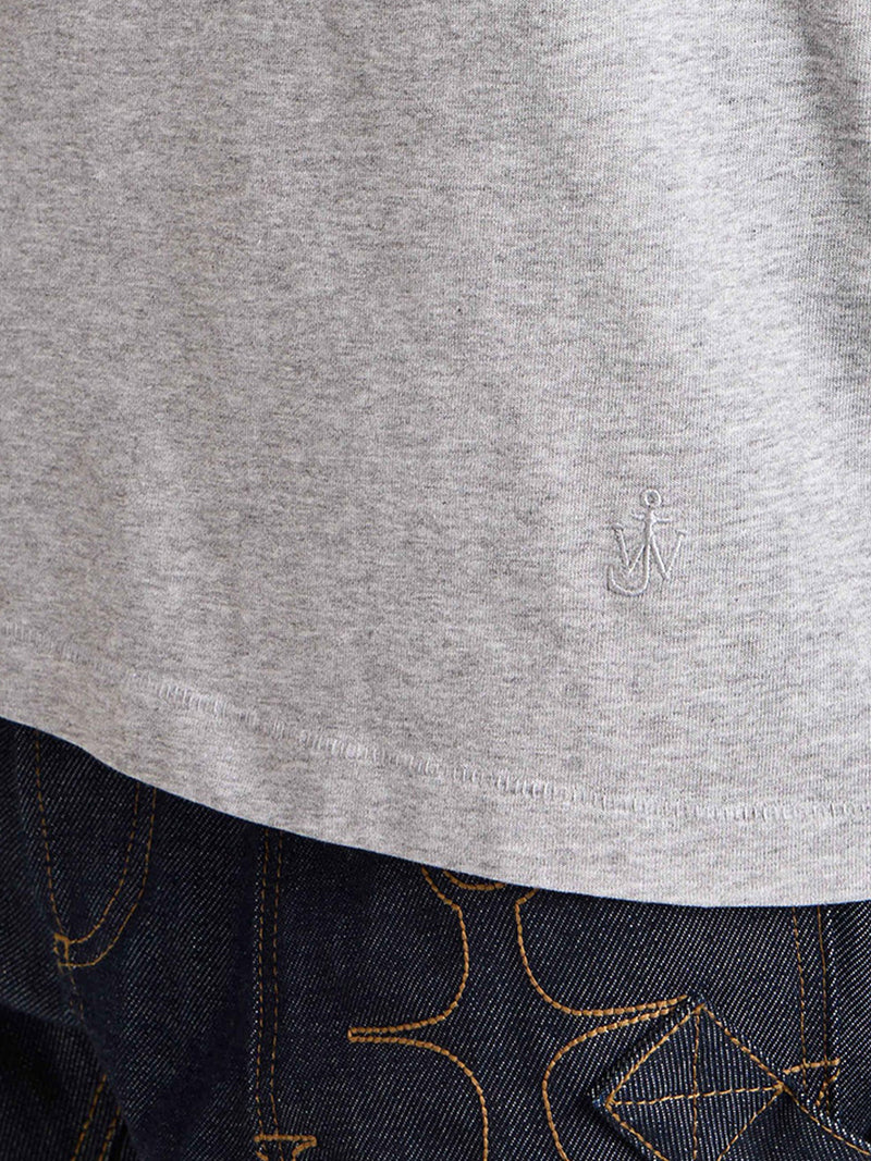 MELANGE EFFECT T-SHIRT WITH KNOTTED SLEEVES