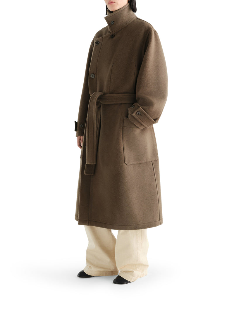 LONG WOOL COAT WITH BELT