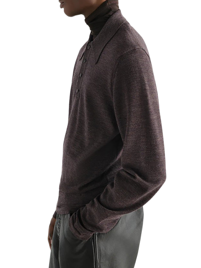 LONG-SLEEVED POLO SHIRT IN PREMIUM MOULINÉ MERINO WOOL