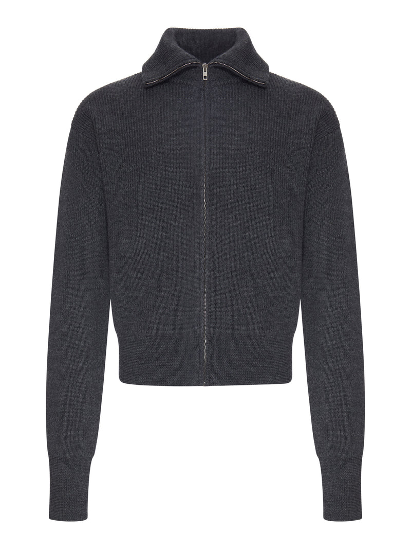 ZIP-UP WOOL CARDIGAN WITH A MÉLANGE EFFECT