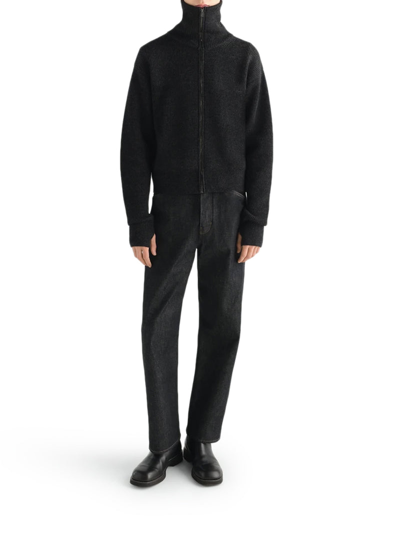 ZIP-UP WOOL CARDIGAN WITH A MÉLANGE EFFECT