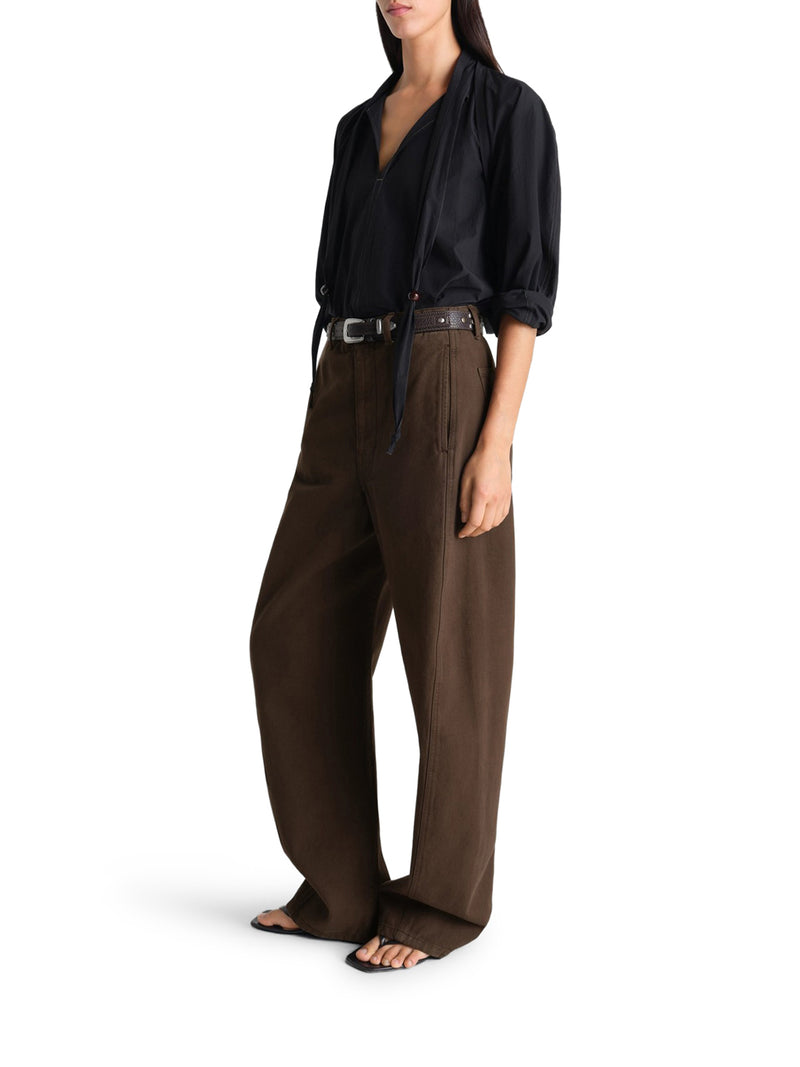 COTTON TROUSERS WITH BRAIDED BELT