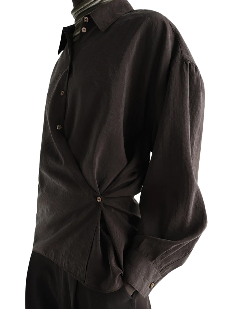 STRAIGHT COLLAR TWISTED SHIRT
