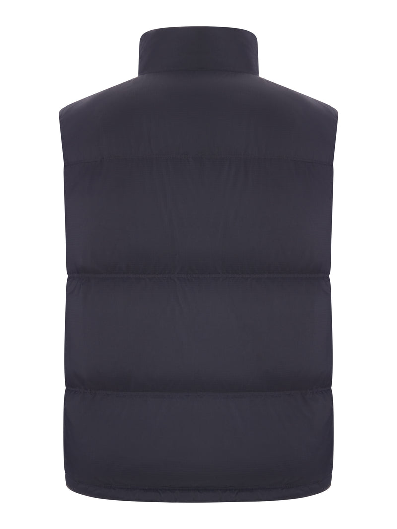 QUILTED NYLON DOWN VEST WITH HIGH COLLAR