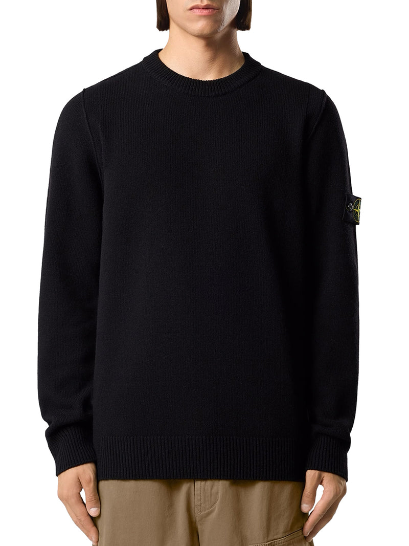 MELANGE EFFECT SWEATER WITH COMPASS LOGO