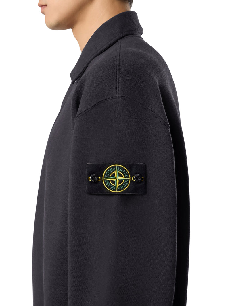 COTTON POLO-STYLE SWEATSHIRT WITH STONE ISLAND BADGE