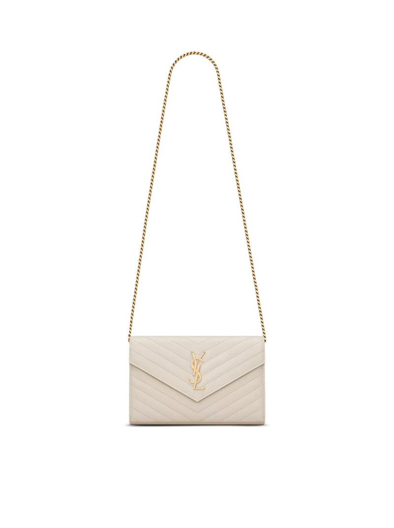 LEATHER CLUTCH WITH CHAIN AND CASSANDRE LOGO
