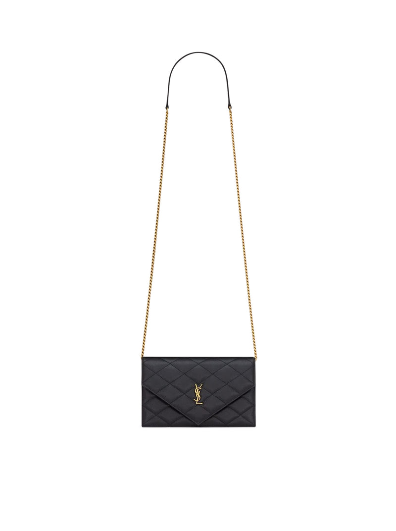 PARIS WALLET WITH CHAIN IN GRAIN DE POUDRE EMBOSSED LEATHER