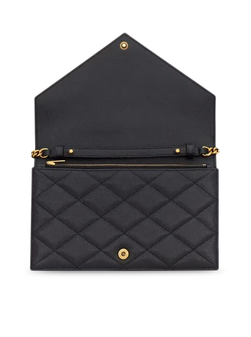 PARIS WALLET WITH CHAIN IN GRAIN DE POUDRE EMBOSSED LEATHER