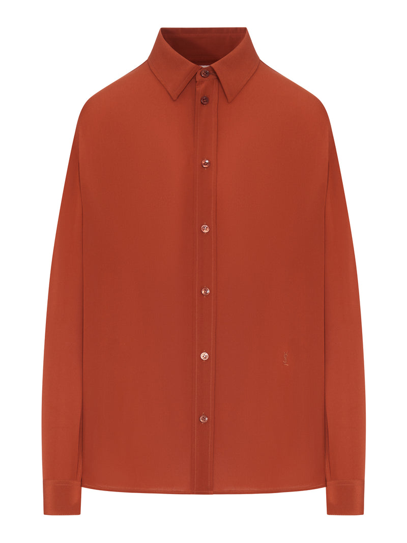 REPE DE CHINE SHIRT WITH EMBROIDERY