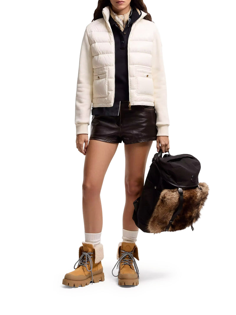 COTTON ZIP-UP SWEATSHIRT WITH NYLON FRONT