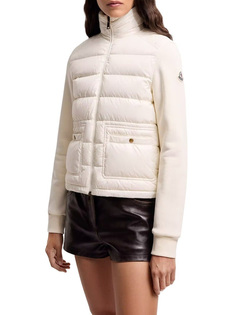 COTTON ZIP-UP SWEATSHIRT WITH NYLON FRONT