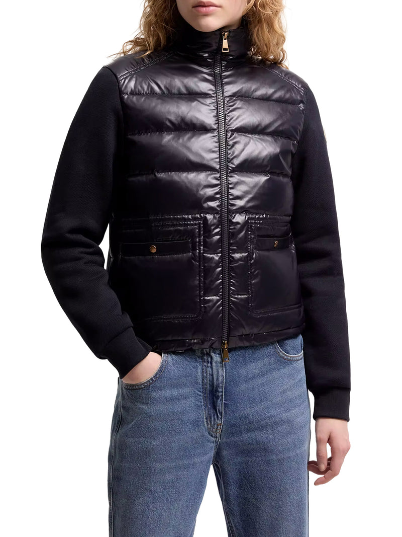 COTTON ZIP-UP SWEATSHIRT WITH NYLON FRONT