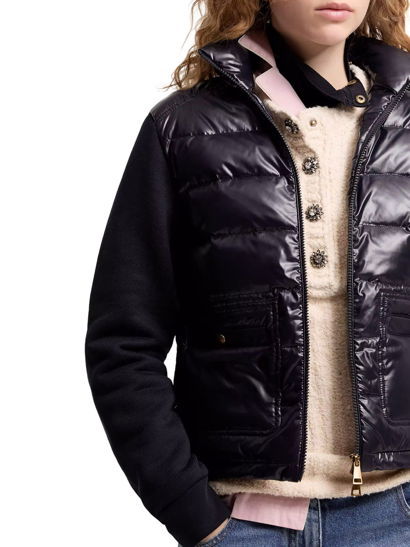COTTON ZIP-UP SWEATSHIRT WITH NYLON FRONT