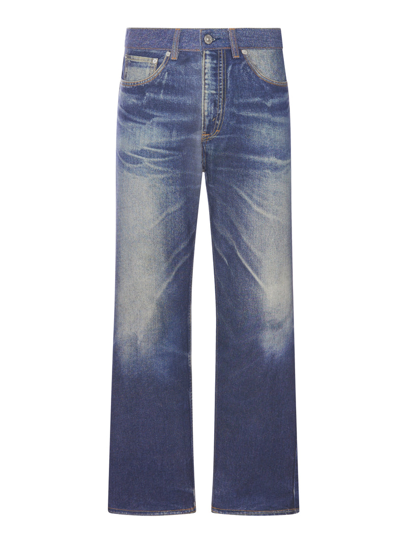 JEANS THIRD CUT CON STAMPA DENIM EFFETTO TROMPE-L`ŒIL