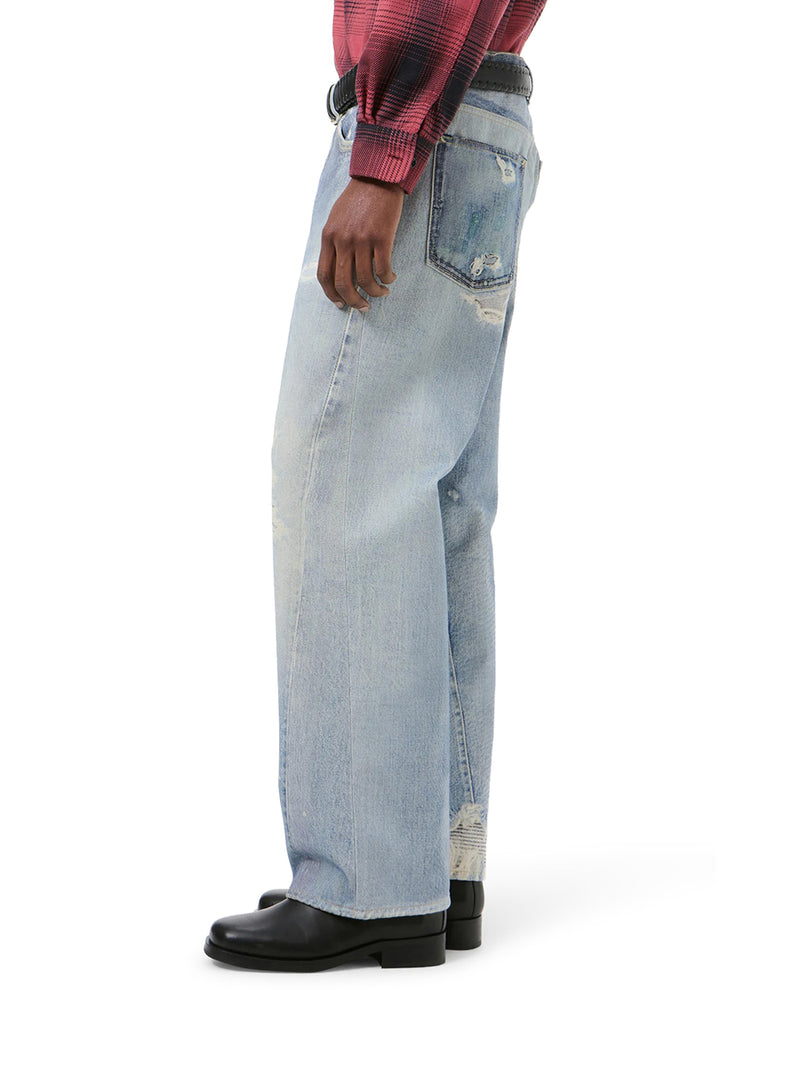 THIRD CUT COTTON JEANS WITH DIGITAL PRINT