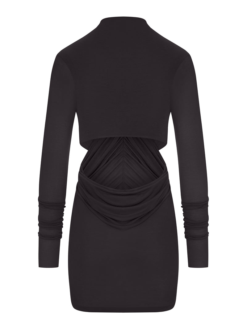 LONG DRAPED VISCOSE T-SHIRT WITH LONG SLEEVES