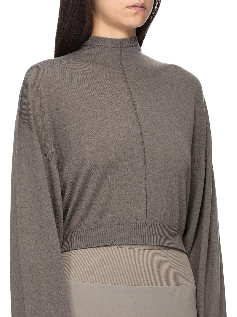 CROPPED KNIT SWEATER WITH HOOD