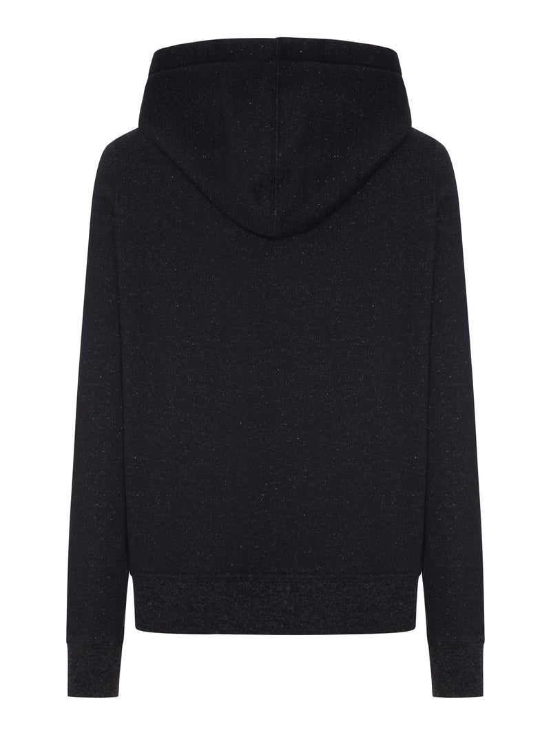 ZIP-UP COTTON SWEATSHIRT WITH MELANGE HOODIE