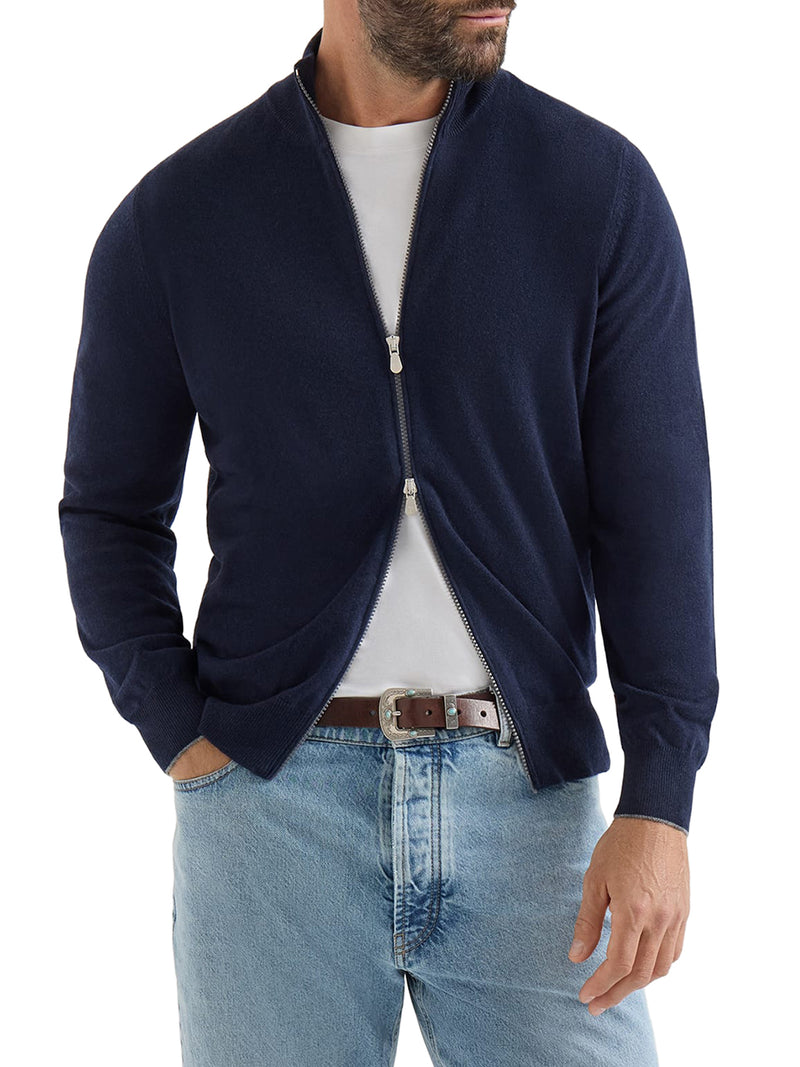 CASHMERE ZIP-UP CARDIGAN