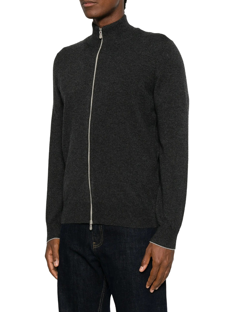CASHMERE ZIP-UP CARDIGAN