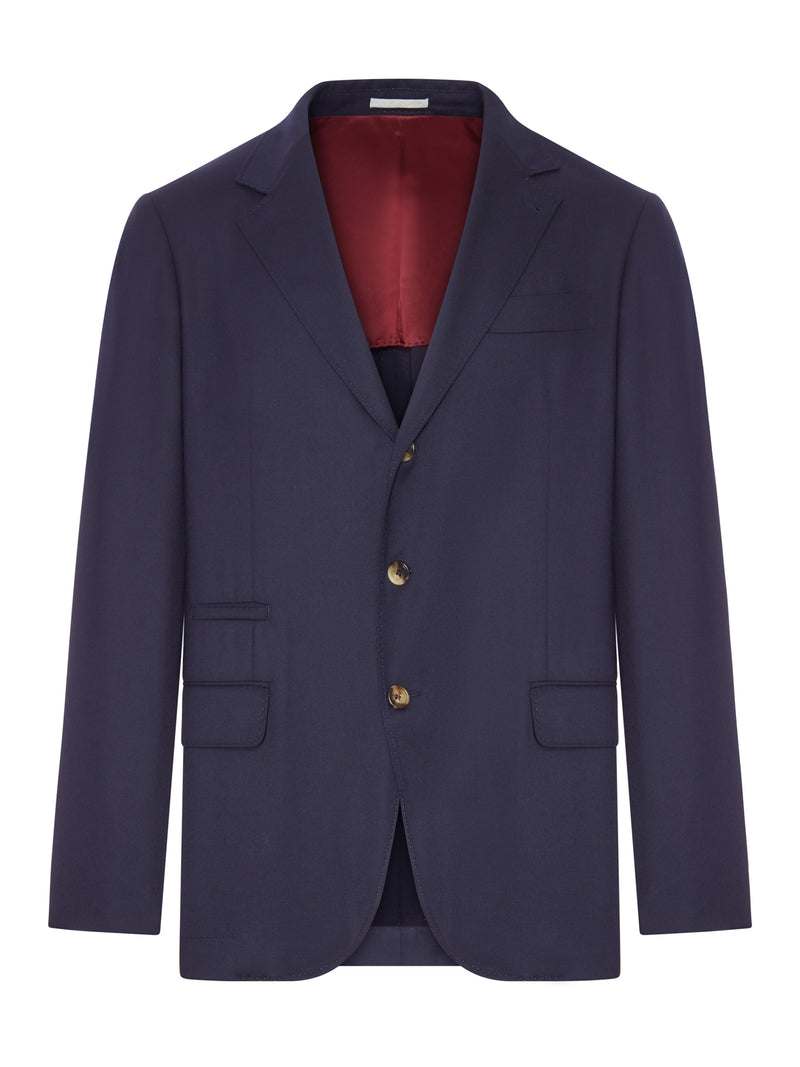 BLUE CASHMERE BLAZER WITH CONTRASTING LINING