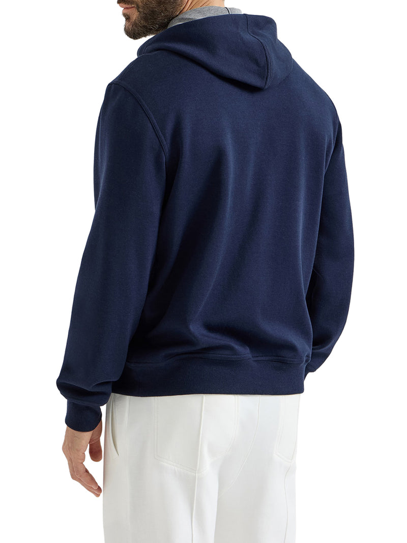 DOUBLE COTTON, CASHMERE AND SILK SWEATSHIRT TOPWEAR WITH ZIP AND HOOD
