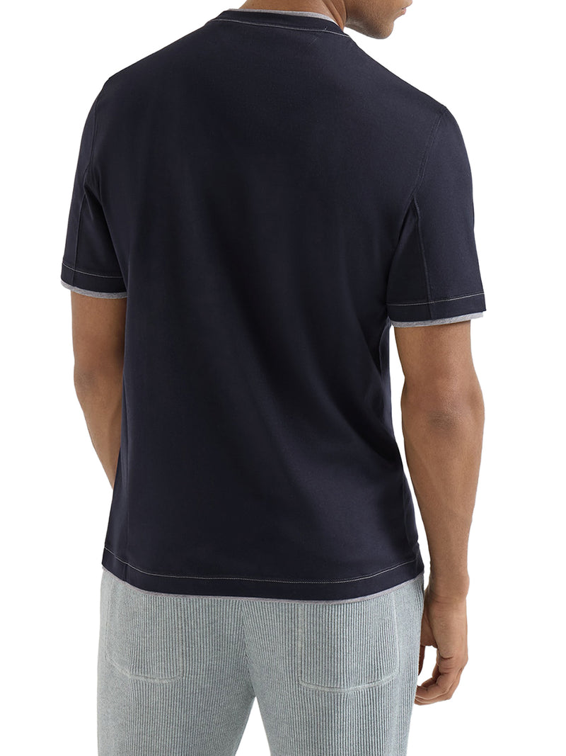 COTTON T-SHIRT WITH FRONT LOGO AND CONTRASTING TRIM