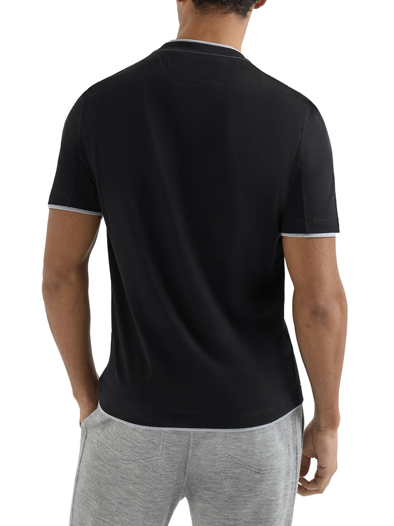 COTTON T-SHIRT WITH FRONT LOGO AND CONTRASTING TRIM