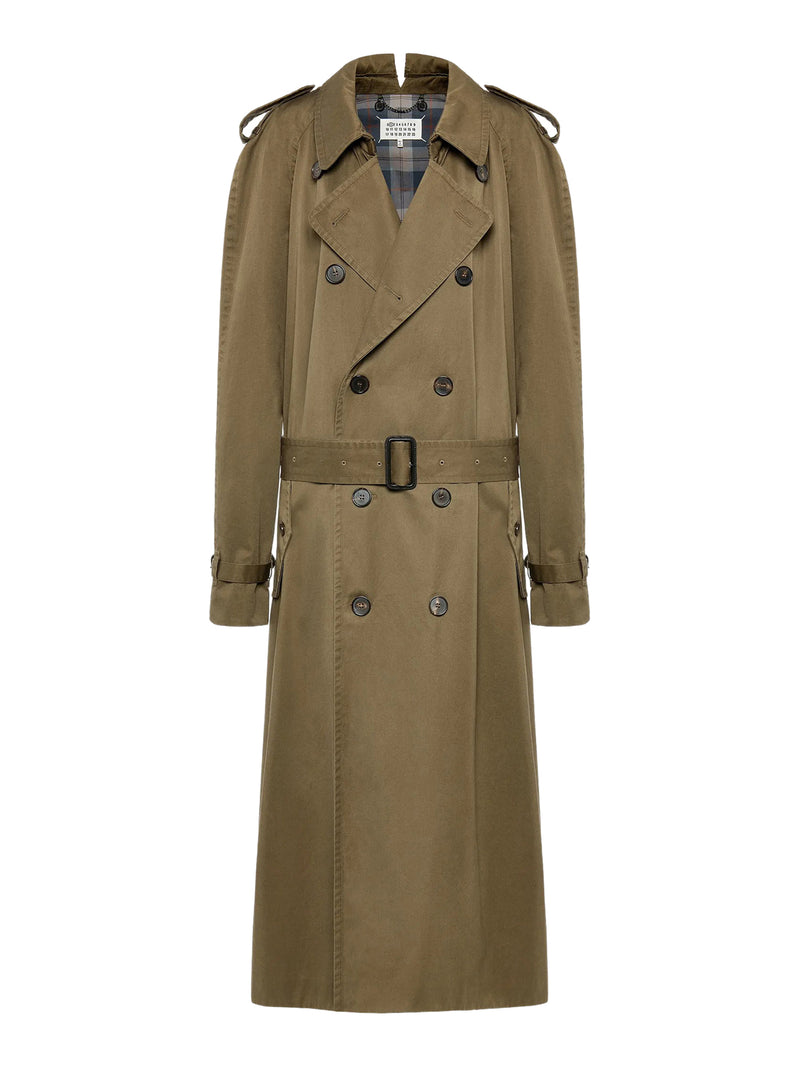 LONG DOUBLE-BREASTED COTTON TRENCH COAT