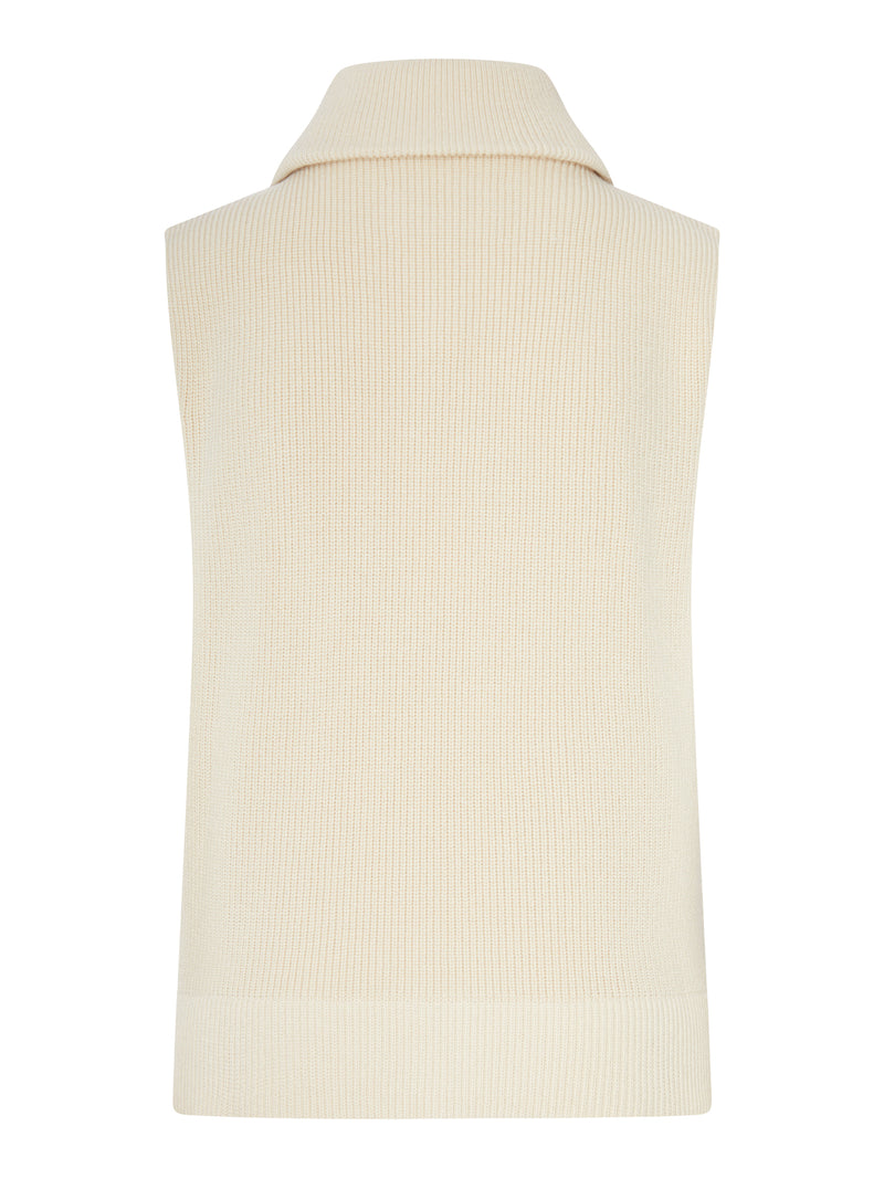 RIBBED KNIT ZIP-UP VEST