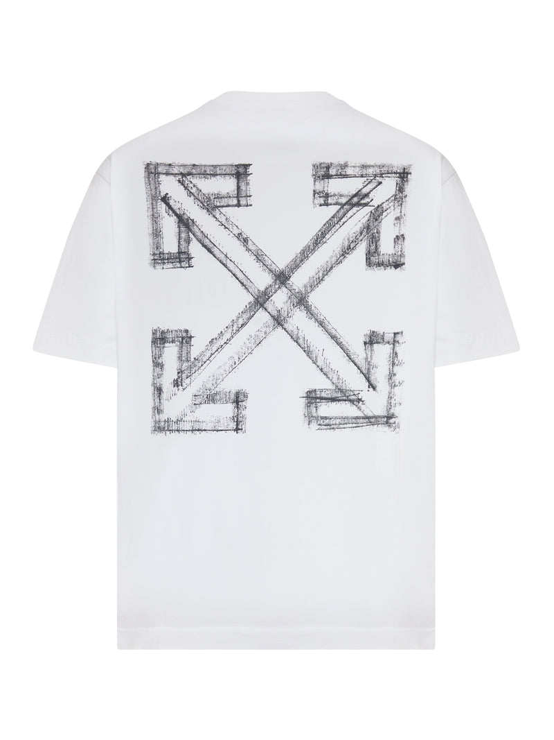 T-SHIRT WITH LOGO AND ARROW SKETCH PRINT