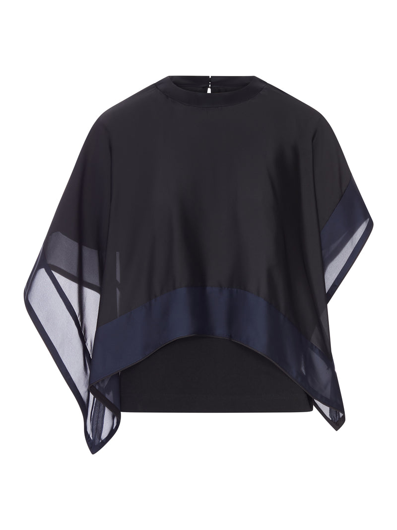 COTTON T-SHIRT WITH CHIFFON CAPE